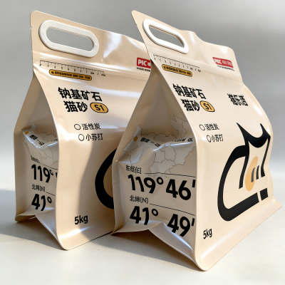 Eight-Sided Sealed Cat Litter Bag with Zipper Handle